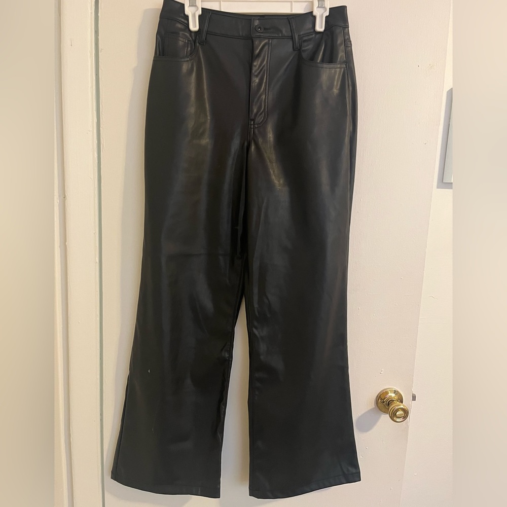 Black Wide Leg Leather Pants